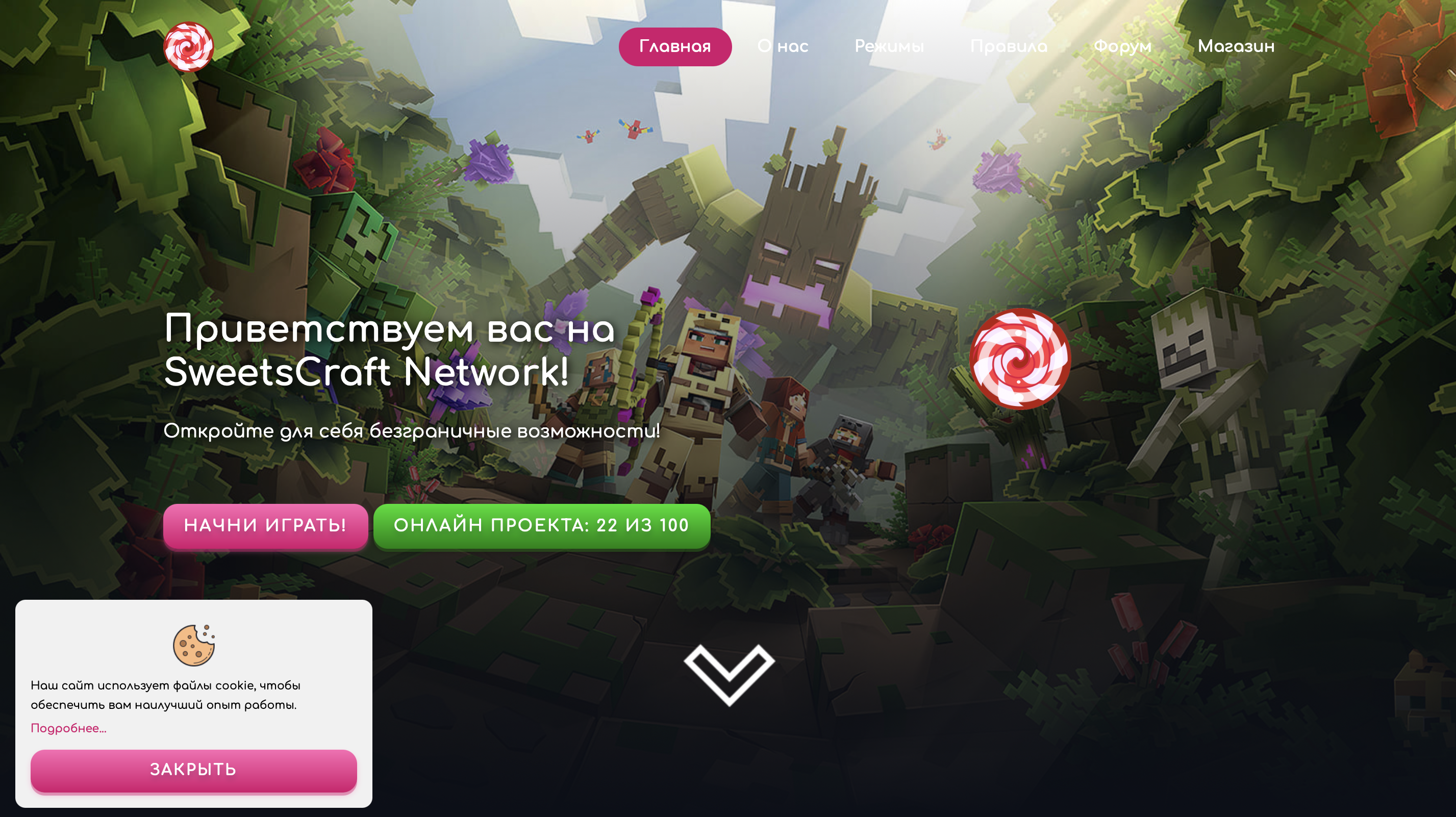 Веб-сайт проекта SweetsCraft Network